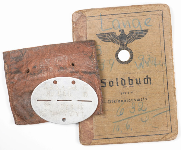 Soldbuch und Erkennungsmarke Lange Heeres Küst. A.R.1245
