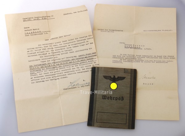 Wehrpass Marcus Reiterschwadron AA158, 58 infanterie-Division