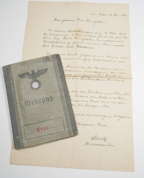 Wehrpaß Steingräber 8. (M.G.) Kp.Inf.Rgt. 483 - gefallen 42