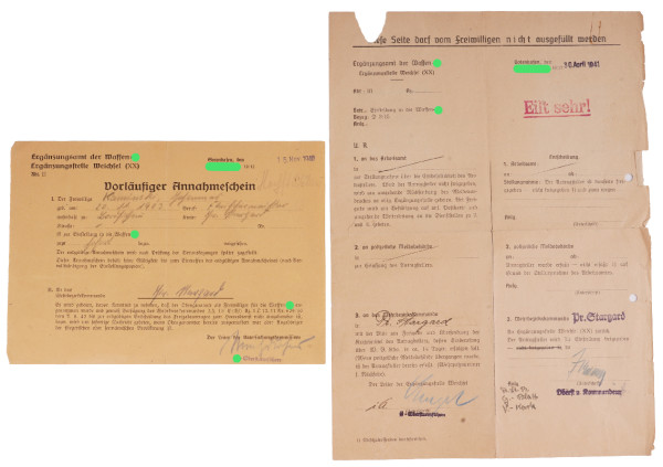 Waffen-SS Papiere Erganzungsamt der Waffen-SS Kaminski