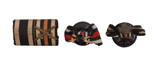 1 Bandspange und 2 Knopflochdekorationen