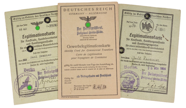 3x Gewerbe-Legitimationskarte Paul Zwerner von Firma D. Zwerner & Co.