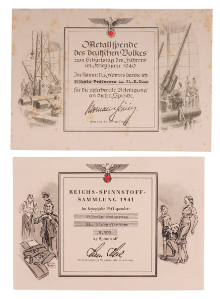 2 Spendenurkunden Feddersen St. Michaelisdonn