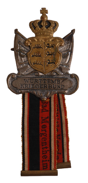 Württemberger Kriegerbund Mitgliedsabzeichen Kriegerverein Mil. Ver. Bad Mergentheim
