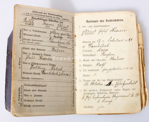 Nachlaß Eduard Krause I.R. 58 später Polizist Archiv Trave