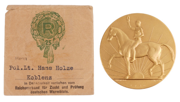 Plakette 25 Jahre im Reichsverband für Zucht und Prüfung Deutschen Warmbluts 1930