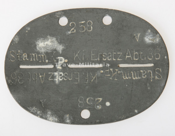 Erkennungsmarke Stamm. Kp. K.F. Ersatz Abt. 36