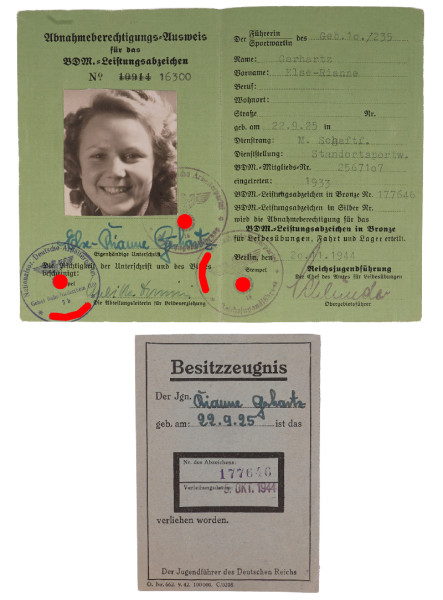 BDM-Abnahmeberechtigungs-Ausweis u. Besitzzeugnis