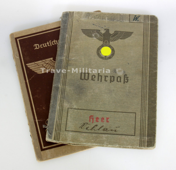 Wehrpass u. Arbeitsbuch Wehlau Landesschützen Batl. 345