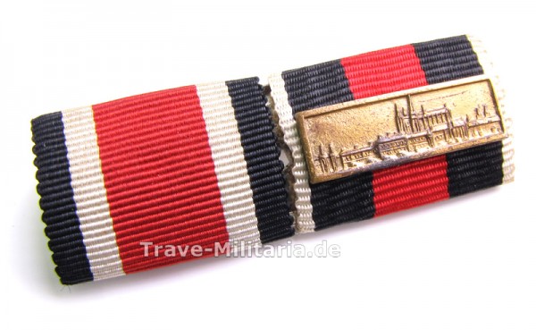 2er Feldspange EK 2 und Oktobermedaille mit Spange Prager Burg