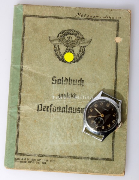 Soldbuch Metzger SS-Polizei-Regiment 21 mit Dienstuhr