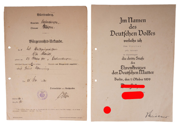 Urkunden Elsa Wühler Württemberg