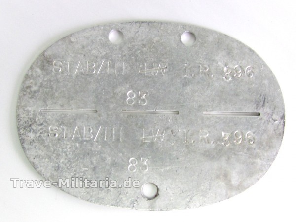 Bodenfund Erkennungsmarke Stab /III I.R. 396