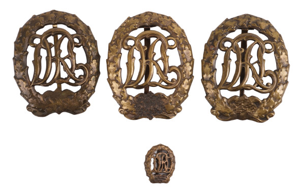 3x Deutsches Reichsportabzeichen DRL in Bronze entnazifiziert