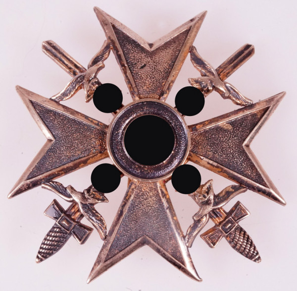 Spanienkreuz in Gold mit Schwertern