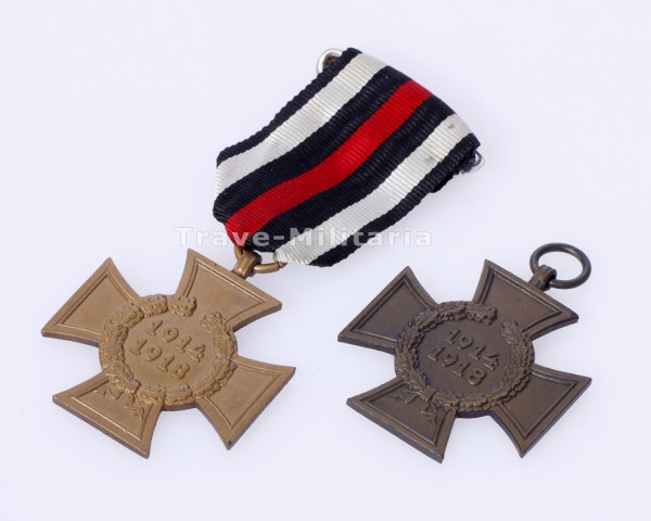 2x Ehrenkreuz für Kriegsteilnehmer, 1x mit Band