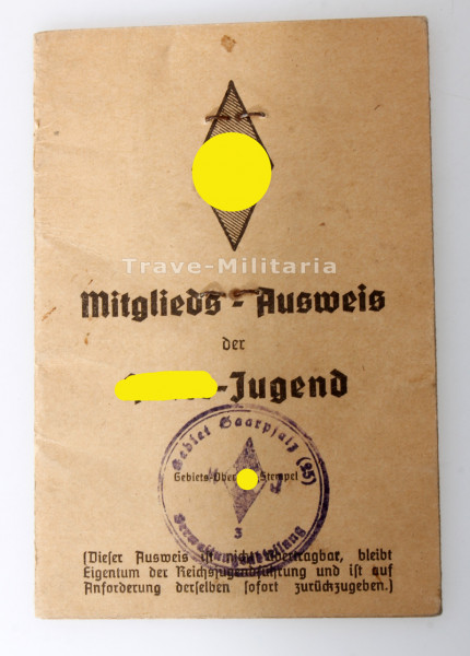 Mitglieds-Ausweis der Hitler-Jugend Erwin Krieg Ludwigshafen