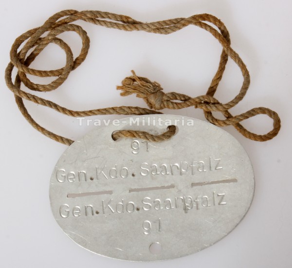 Erkennungsmarke Gen. Kdo. Saarpfalz 91