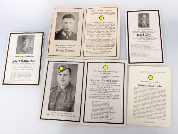 5 Sterbekarten 2. Weltkrieg
