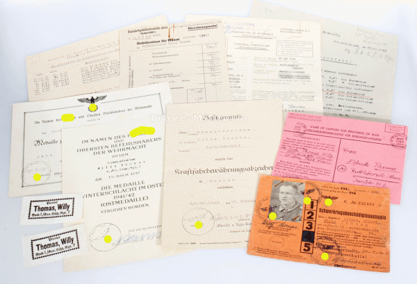 Urkundengruppe Willi Thomas Pz.Gren.Rgt. 7