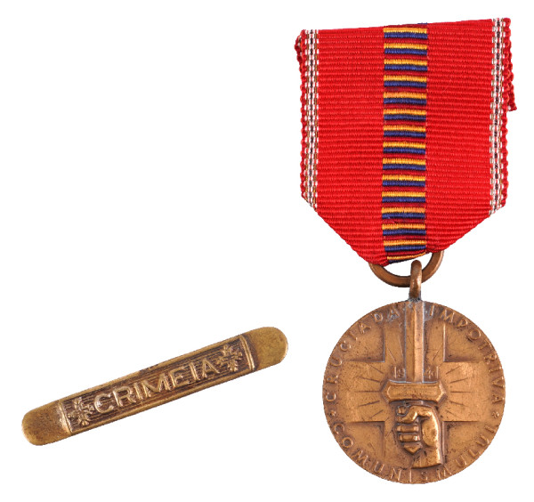 Rumänien Medaille Kreuzzug gegen den Kommunismus mit Spange Krim und Tüte