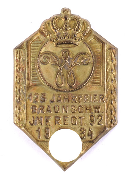 125 Jahrfeier Braunschw. Jnf. Regt. 92 1934 Veranstaltungszeichen