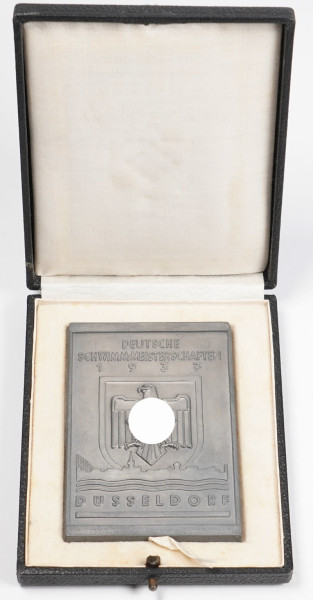 Deutsche Schwimm-Meisterschaften 1937 Siegerplakette im Etui