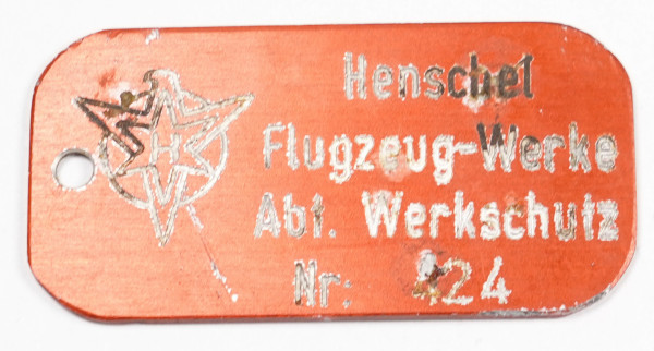 Herschel Flugzeug-Werke Abt.Werkschutz Marke Nr.424
