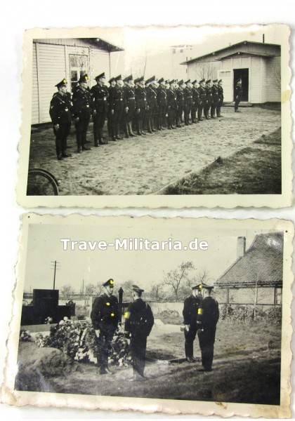 2 Fotos Beerdigung mit angetretener SS-Mannschaft