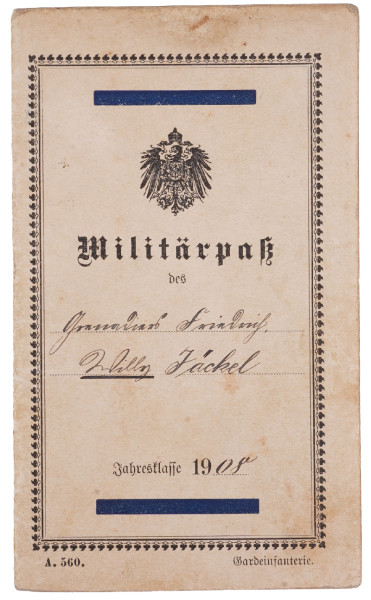 Militärpass Jäckel Kaiser Alexander Garder-Grenadier-Regiment Nr. 1