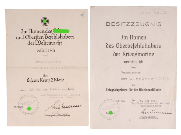 Urkundenpaar Altpeter Schwarzes Meer