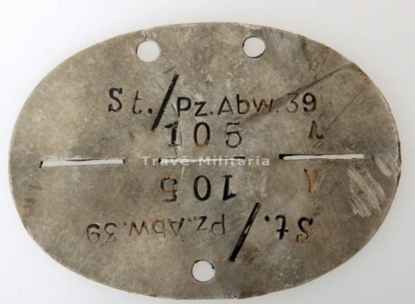 Erkennungsmarke St./Pz.Abw. 39 105 A Afrikakorps