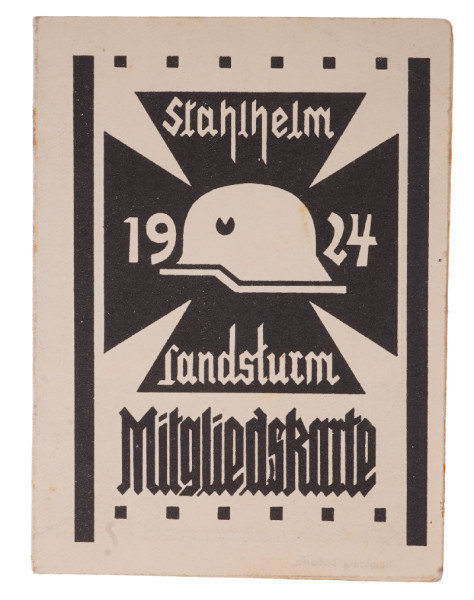 Stahlhelm-Landsturm 1924 Mitgliedskarte Knöppler