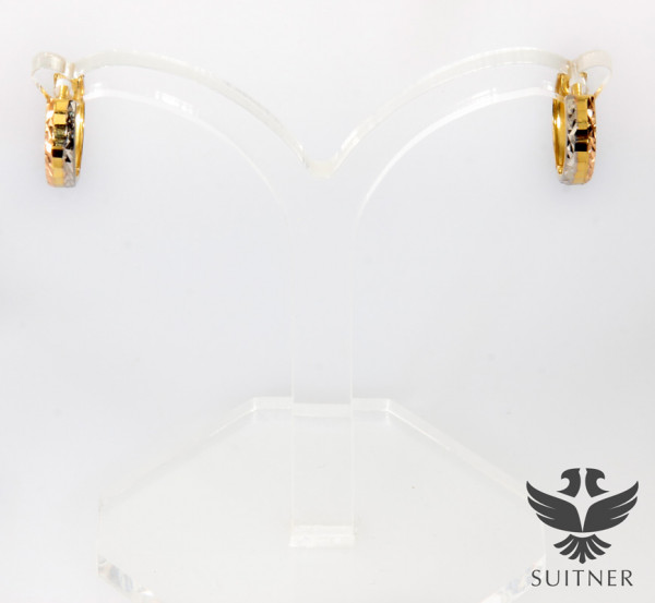 Klappcreolen Tricolor Rot-/ Weiß-/ Gelbgold