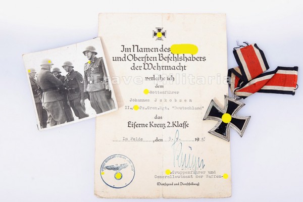 Waffen-SS - Eisernes Kreuz 2. Klasse 1939 mit Verleihungsurkunde