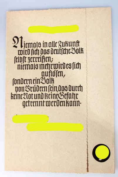 NSV Geburtstags-Grusskarte Pg. Ed. Fetz 16.2.38