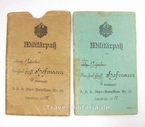 Militärpaß k.s. Jäger-Bataillon Nr. 13 mit Schutzhülle