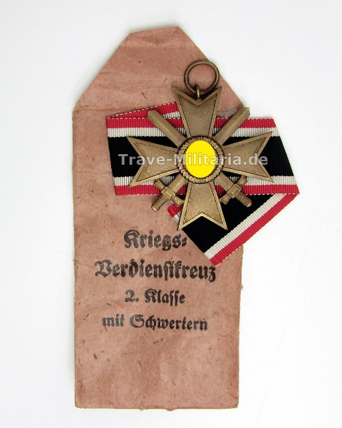 Kriegsverdienstkreuz 2. Klasse mit Schwertern in Verleihtüte
