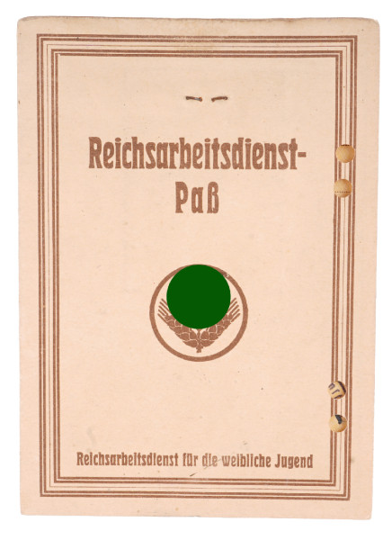 Reichsarbeitsdienst-Paß weibliche Jugend Lau/Stetten