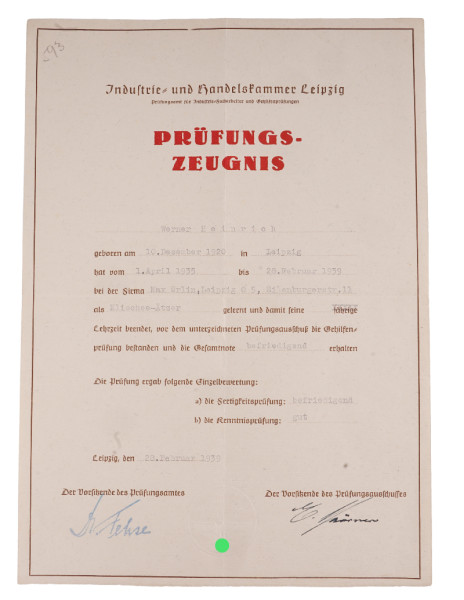 Industrie- und Handelskammer Leipzig Prüfungszeugnis