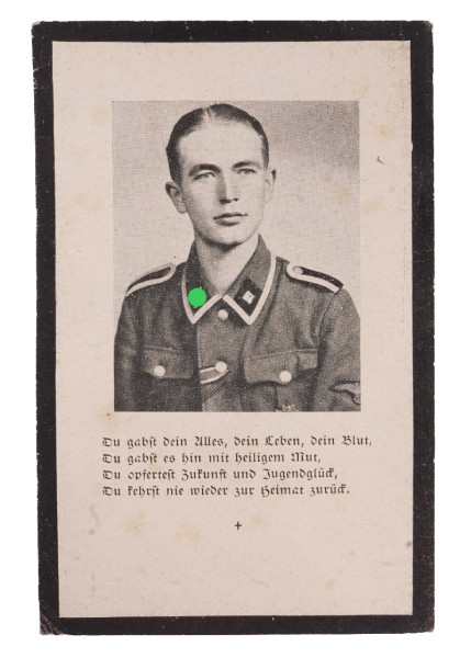 Sterbebild SS-Unterscharführer Hans Hehemann 26. Juli 1944