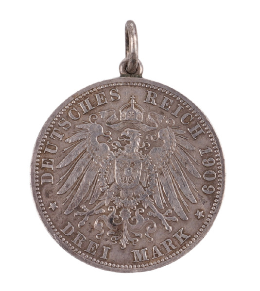 Deutsches Reich Drei Mark 1909 Kettenanhänger
