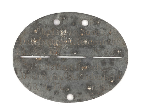 Erkennungsmarke Christian Bosch Dettingen O/A Heidenheim 18.4.73 Nr.230