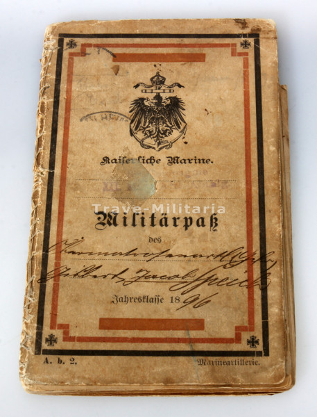Militärpass Kaiserliche Marine Speich III. Matrosen-Artl.-Abteilung