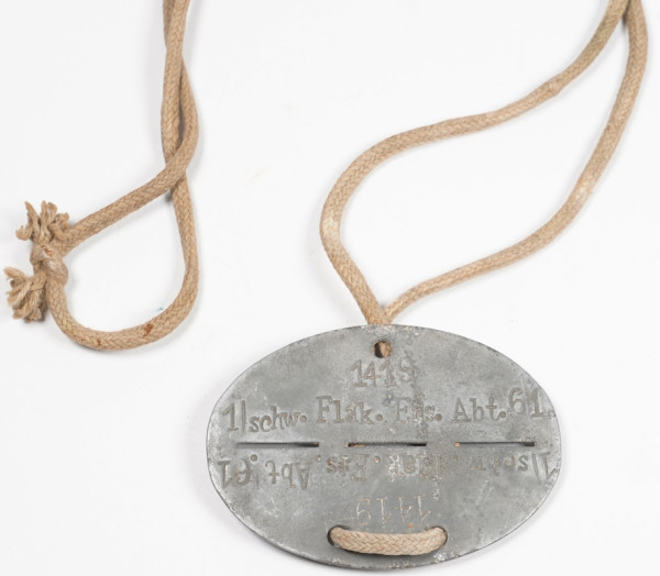 Erkennungsmarke 1/schw. Flak. Ers. Abt. 61 1419