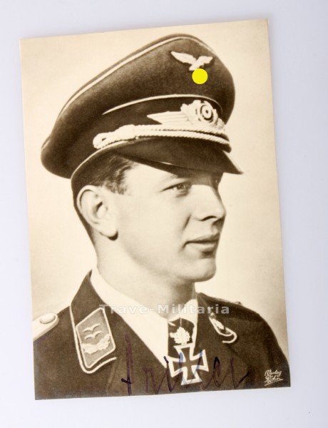 Postkarte Oberleutnant Priller mit Orignal Unterschrift