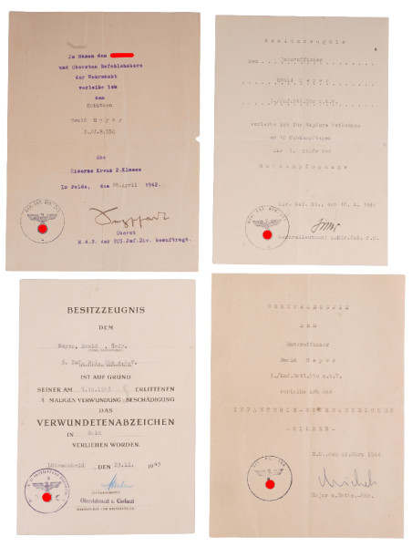 Urkundengruppe Meyer Inf. Btl. 550 z.b.V. Bewährungssoldat
