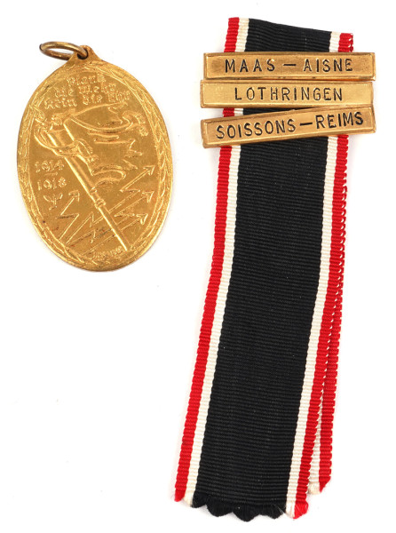 Kyffhäuser-Denkmünze 1914/18 mit 3 Gefechtsspangen