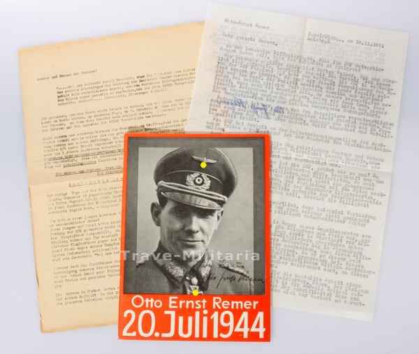 Heft 20. Juli 1944 von Otto Ernst Remer und Brief mit Unterschrift