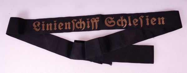 Kriegsmarine Mützenband "Linienschiff Schlesien"